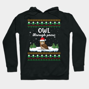 Owl Through Snow Funny Christmas Costume Hoodie